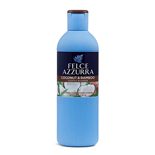 Felce Azzurra - Bagnoschiuma Profumato Cocco e Bamboo, Bagno Schiuma Detergente Delicato Idratante per Pelle Morbida, Note Fresche Aloe Vera e Bergamotto, Bagnodoccia Dermatologicamente Testato, 650ml