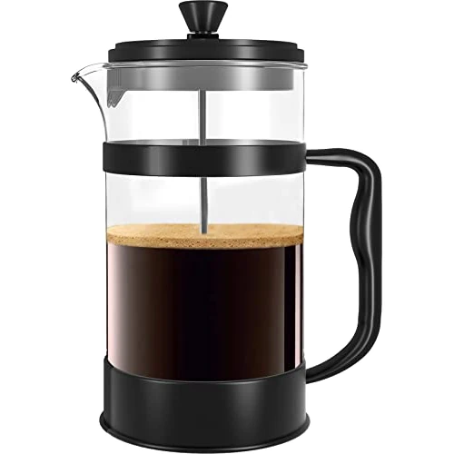 Oferta limitada: KICHLY Cafetera de prensa francesa - portátil con triple filtro - Vidrio resistente al calor con carcasa de acero inoxidable - Jarra grande para el hogar - 1000ml / 1 Litro / 34Oz - Negro de 14.99 € a 14.99 € (ahorro 0.00%)