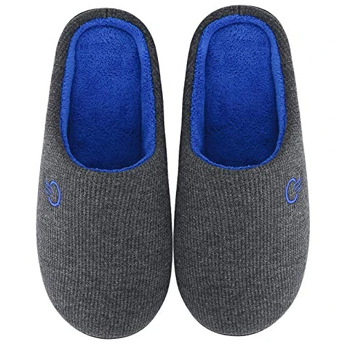 Mishansha Women's Men's Two-Tone Memory Foam Home Slippers Winter Warm Cozy Plush Lined House Shoes with Anti Slip Sole for Indoor & Outdoor(Grey, 8/9 UK)