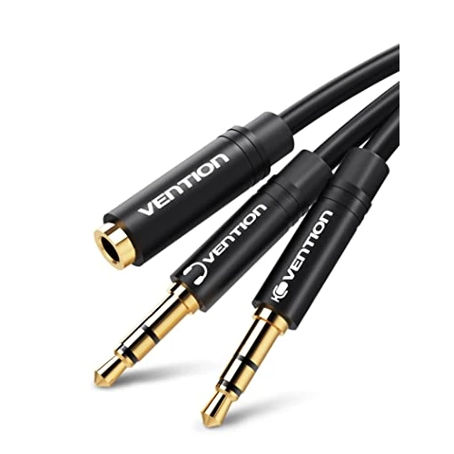 Offerta a tempo: VENTION Sdoppiatore Cuffie Doppio Jack 3,5mm in Alluminio Maschio a Femmina Cavo Audio 2 in 1 con Microfono per Notebook, PC, PS4, Xbox (0,3m) - 7% da 7.99 € a 7.46 €