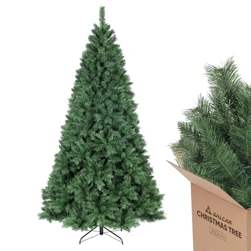Offre limitee: SALCAR Sapin de Noël Artificiel 210cm, Arbre de Noel avec 868 Pointes de Branche, Gants et Pieds de Sapin de Noël en Métal, Lgnifuge, Assemblage Rapide de 129.99 EUR a 94.99 EUR (economie 27%)