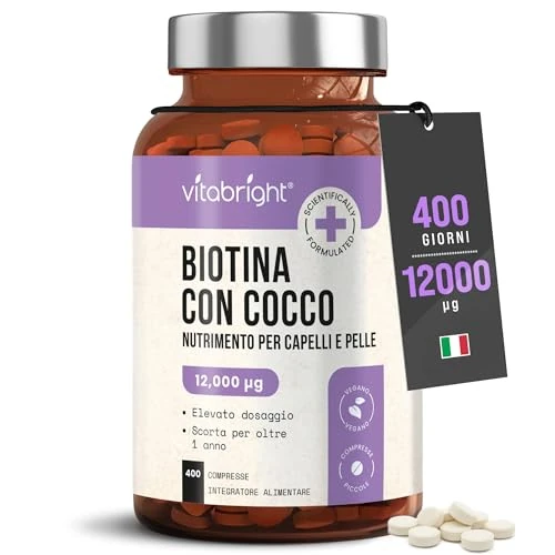 Limited-time offer: VitaBright Biotin Hair Growth Vitamins | 12000mcg | 400 D-Biotin Tablets with Coconut | Vegan Hair Vitamins for Women and Men | High Strength | Vitamin B7 from 7.95 £ to 7.95 £ (save 0.00%)