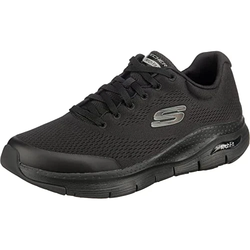 Skechers Herren Arch Fit Sneaker, Black Textile Synthetic Trim, 43 EU