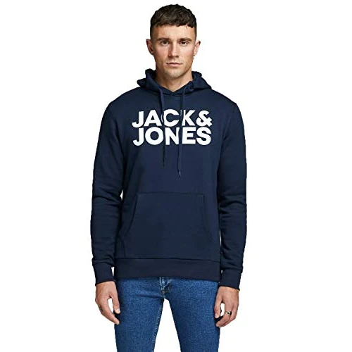 Offerta a tempo: JACK & JONES Jjecorp Logo Sweat Hood Noos Felpe con cappuccio, Blu (Navy Blazerblau), L Uomo - 34% da 29.99 € a 19.80 €