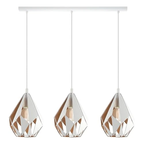 Limited-time offer: Eglo Carlton 1 Vintage Pendant Lamp, 3-Flame Retro Ceiling Light in White and Golden Steel, Dinning and Living Room Hanging Lighting, E27 Socket from 158.22 GBP to 158.22 GBP (save 0%)