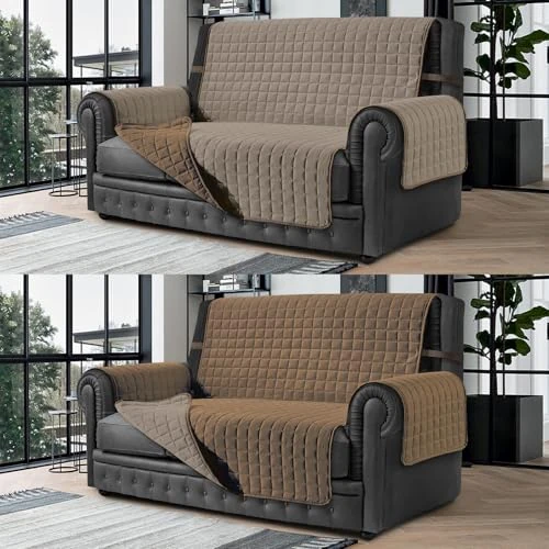 Offerta a tempo: Banzaii Copridivano 2 Posti Antimacchia, Salvadivano Trapuntato Bicolore Corda/Sabbia, Larghezza Seduta 115 cm - 0.00% da 29.99 € a 29.99 €