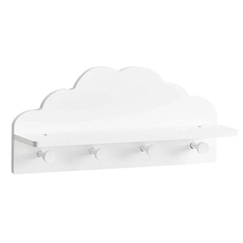 Zeller 13504 Porte-Manteau Mural pour Enfant « Nuage », en MDF, Blanc, env. 48 x 12 x 22 cm, Rangement de vêtements pour Chambre d'enfant, patère