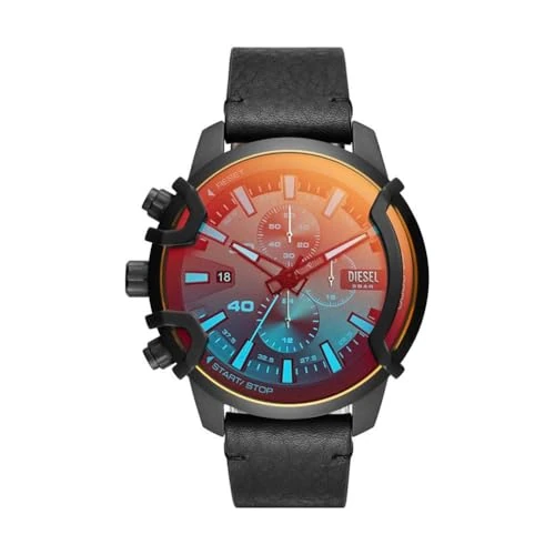 Zeitlich begrenztes Angebot: Diesel Herrenuhr Griffed, QuarzChronographenwerk, 46 mm schwarzes Edelstahlgehäuse mit Lederarmband, DZ4519 von 289.00 € auf 145.00 € (50% Rabatt)