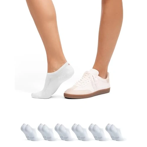Zeitlich begrenztes Angebot: DANISH ENDURANCE 6 Paar Bio-Baumwolle Füßlinge, Unsichtbare Sommer Sneaker-Socken, Damen & Herren, Weiß, 43-47 von 32.95 € auf 22.95 € (30% Rabatt)