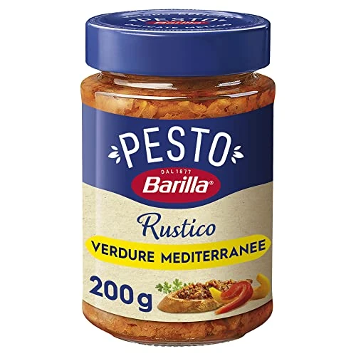 Offre limitee: Barilla Pesto Rustico Mediterraneo 1 x 200 g | Sauce pâtes italiennes sans gluten avec courgettes, poivrons et tomates, sauce végétalienne / végétarienne, pesto rouge de 4.79 EUR a 4.79 EUR (economie 0%)