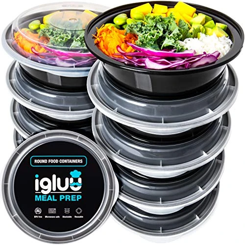 Limited offer: Igluu Meal Prep Containers Reusable (10 Pack) – Round Food Containers with Lids – Stackable, Microwave, Freezer & Dishwasher Safe – 28oz – 1 Compartment – BPA-Free from 23.95 EUR to 19.51 EUR (save 19%)
