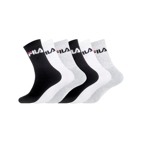 Offerta a tempo: FILA Calzini Uomo Sportivo Resistente, Set di 6 Calze Uomo Lunghe, Allenamento e Flessibili, Bianchi, Nero, Grigio, Taglie 43/46 - 44% da 19.90 € a 11.13 €