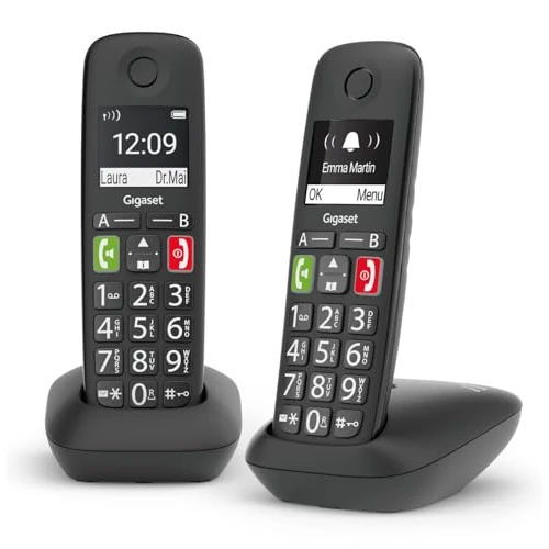 Offerta a tempo: Gigaset E290 Duo Telefoni Cordless, Suonerie Forti, Vivavoce, Nero - 7% da 69.95 € a 65.00 €