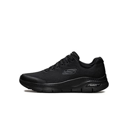 Offerta a tempo: Skechers Uomo Arch Fit Trainers, Black Textile/Synthetic/Trim, 45.5 EU - 47% da 99.95 € a 52.99 €