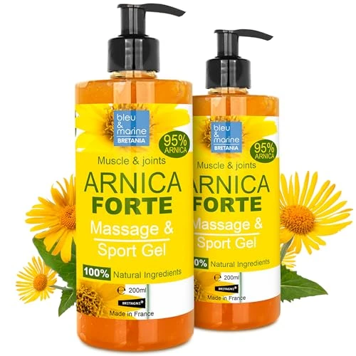 Offerta a tempo: Arnica Gel FORTE & Concentrato 90% di Estratto di Arnica BIO da Agricoltura Biologica. Gel Massaggi Muscolari e Articolari. Idratante per la Pelle - 2 x 200 ml - 25% da 17.56 € a 13.17 €
