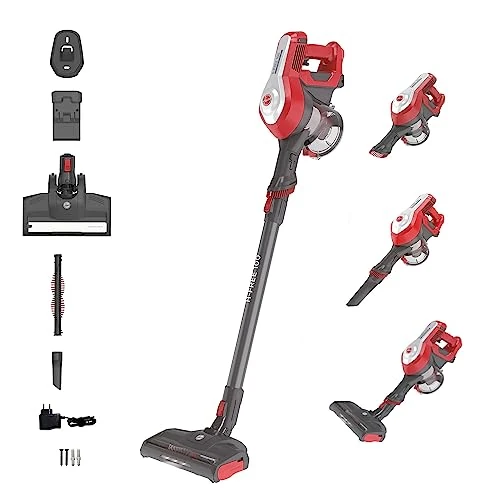 Hoover H-FREE 100 HOME HF122RH Aspiradora Escoba sin Cable y de Mano, sin Bolsa, 3 en 1: Escoba, de Mano y Vertical, Autonomía 40min, Posición parking, Ciclónico, Luces LED, 6500Pa