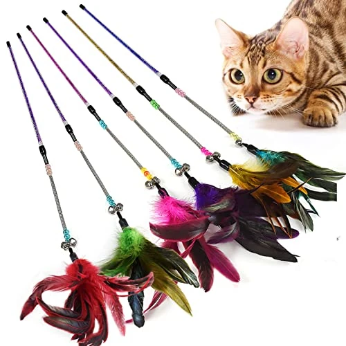 Zeitlich begrenztes Angebot: Aidiyapet Katzenspielzeug Cat Dangler Spielzeugtraining Teleskop interaktive einziehbare natürliche Federstab Katze Spielzeug mit (6 Packungen) von 9.99 € auf 9.99 € (0.00% Rabatt)
