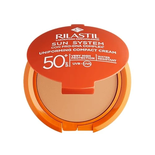 Rilastil Sun System Fondotinta Compatto Colore Dorè, Coprente, Cremoso, SPF 50+, Resistente all'Acqua per Tutti i Tipi Pelle, 10g