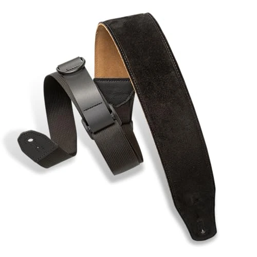 Offerta a tempo: Levy's, MRHSP-BLK, Tracolla in Pelle Scamosciata Right Height con Tecnologia RipChord Black 2.5", Larghezza 2" (5.08 cm), Lunghezza Regolabile fino a 57" (144.78), Colore Black - 37% da 56.00 € a 35.33 €