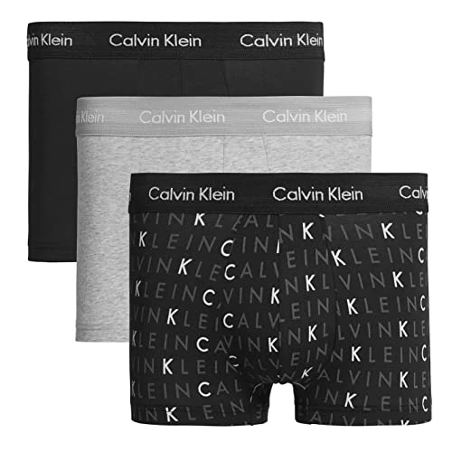 Calvin Klein Uomo Pantaloncini Boxer Vita Bassa Confezione da 3 Intimo, Multicolore (Black/Grey Heather/Subdued Logo), S