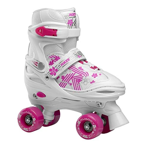 Roces Quaddy 3.0 Girl Rolschoen voor kinderen, in grootte verstelbaar, wit-roze, maat 34/37