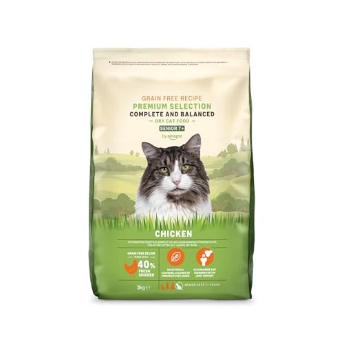 Limitiertes Angebot: by Amazon Katzenfutter für ältere Katzen (Senior), Fein zubereitetes Trockenfutter mit frischem Huhn, Getreidefreie Rezeptur, 3 kg (1er-Pack)(Zuvor eine Marke von Lifelong, gleiches Produkt) von 19.50 EUR auf 16.57 EUR (Spare 15%)