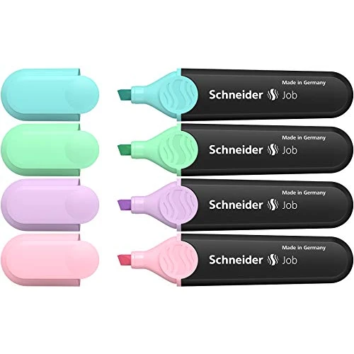 Schneider Job 150 - Rotuladores fluorescentes pastel (turquesa, menta, lila y rosado, 4 unidades)