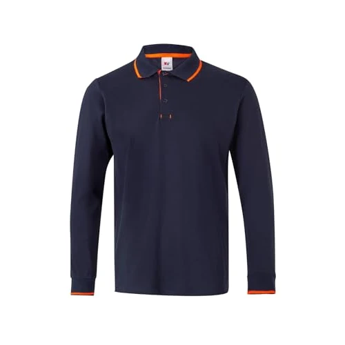 Offerta a tempo: Velilla 105515; Polo bicolore a righe manica lunga; colore blu navy e arancione fuor; taglia 3XL - 0.00% da 15.88 € a 15.88 €