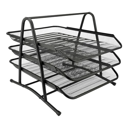 Limited-time offer: 3 Tier A4 Mesh in Tray | Mesh Desk Organiser | for Home & Office | Black | File Holder Document Storage Letter Paper Organiser from 19.24 GBP to 19.24 GBP (save 0%)
