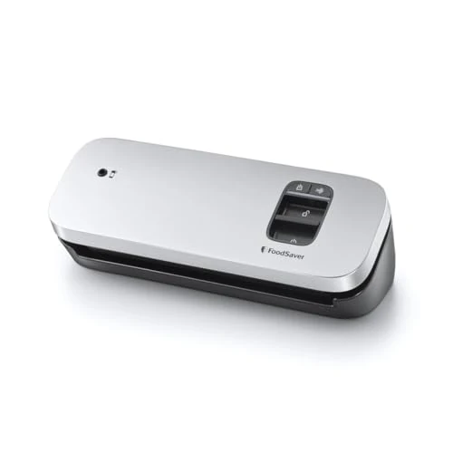 FoodSaver Compact Food Vacuum Sealer Machine with Handheld Sealer Accessory | 1 Small Roll & 5 Small Bags | Silver with Black Accents [VS1190X]