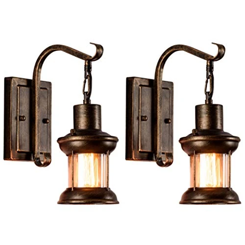 Offerta a tempo: Luling Applique di vetro 2 Pezzi, Lampada da parete rustica del metallo della parete per la casa del ristorante bar della camera da letto del lato del letto decorare il corridoio (nessuna lampadina) - 0.00% da 71.98 € a 71.98 €