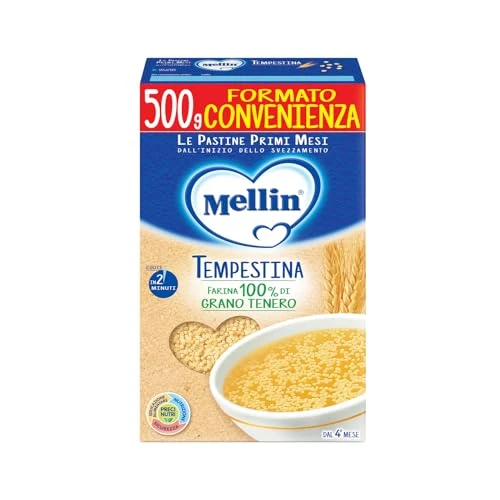 Offerta a tempo: Mellin Pastina Tempestina, Con Farina di Grano Tenero e Vitamina B1, 500g | Per bambini dal 5° Mese Compiuto - 6% da 1.45 € a 1.37 €