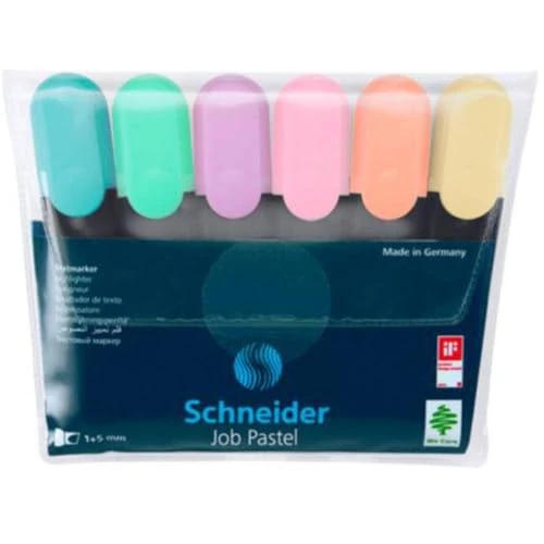 Limitiertes Angebot: Schneider Job 150 Pastell Textmarker (aus recyceltem Kunststoff, ausgezeichnet mit Der blaue Engel) 6er Etui sortiert, türkis, mint, flieder, rosé, pfirsich, vanille von 4.99 EUR auf 4.50 EUR (Spare 10%)