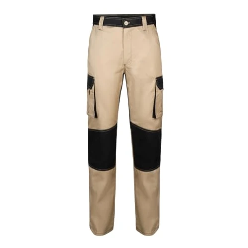 VELILLA 103020B; Pantalón Bicolor Multibolsillos; Color Beige Arena y Negro; Talla 42