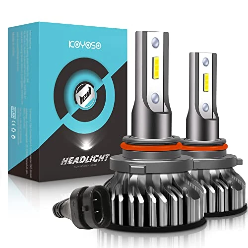 KOYOSO Bombilla 9012 LED Coche, 10000LM HIR2 Faros Delanteros Bombillas para Moto, Reemplazo de la Luz Halógena, Xenon Blanco 6000K 12V, 2 Lámparas