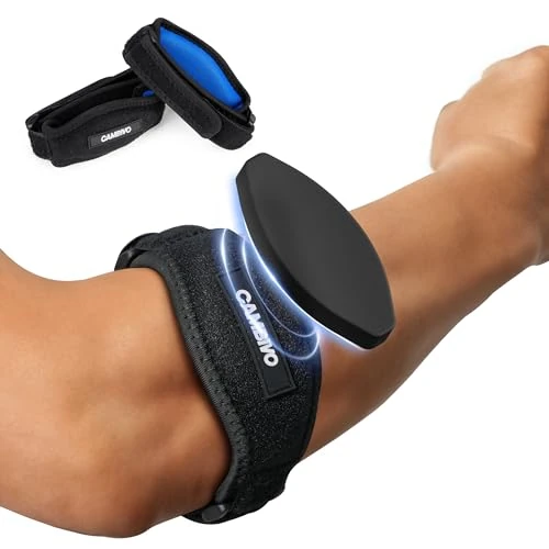 Offerta a tempo: CAMBIVO 2 Pezzi Tutore Epicondilite Gomito Regolabile, Gomitiera per Epicondilite, Fascia Epicondilite con Cuscinetto in EVA per Gomito del Tennista, Alleviare la Tendinite e Artrite, Fitness - 19% da 11.99 € a 9.74 €
