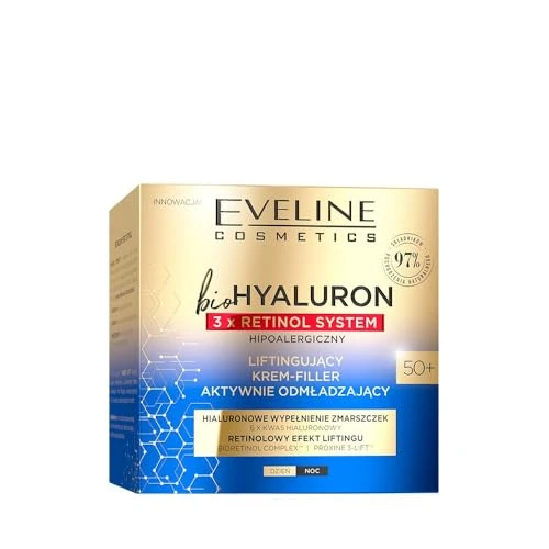 Eveline Cosmetics BioHyaluron 3 x Retinol Lifting Crème Filler Actief Verjongend 50+, 50 ml