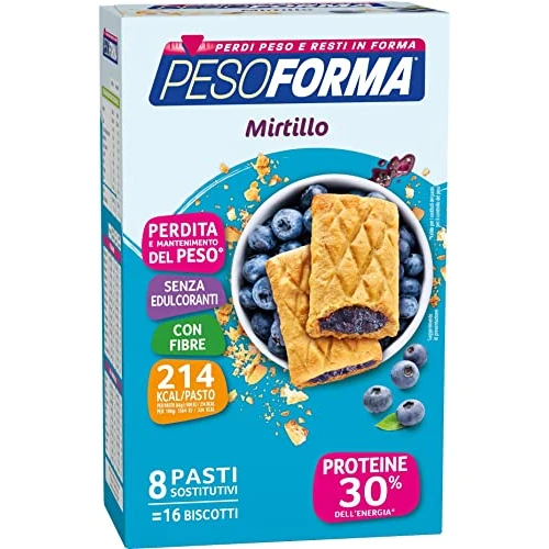 Offerta a tempo: Pesoforma Biscotti ai mirtilli, pasto proteico sostitutivo, per tornare in forma con gusto, solo 214 calorie, nuovo formato, 16 biscotti, 8 pasti sostitutivi, 33 g - 41% da 11.01 € a 6.49 €