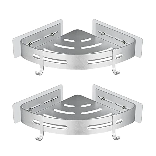 Zeitlich begrenztes Angebot: GERUIKE Duschablage Duschregal Ecke Ohne Bohren Duschkorb Wandmontage Klebepad Silber Aluminium 2 Stück Duschgel Shampoo Halterung Eckablage Eckregal für Dusche Bad Küche von 22.99 € auf 22.99 € (0.00% Rabatt)