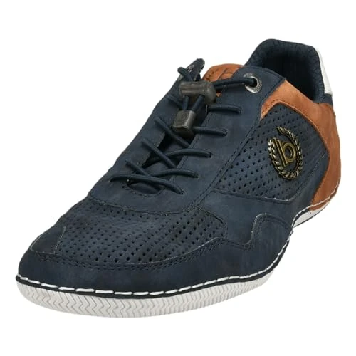 Limited-time offer: bugatti Men's Casual sneaker with flexible sole, lace-up shoe with memory foam, elastic laces, Dark Blue, 6.5 UK from 48.62 GBP to 48.62 GBP (save 0%)