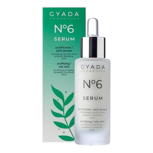 Offerta a tempo: GYADA COSMETICS, Siero Viso N.6 Purificante, ad Azione Antimicrobica, Seboregolatore, per Pelli Grasse, Acneiche ed Impure, a Base di Propoli, Aloe Vera e Vitamina E, 30 ml - 50% da 19.90 € a 9.99 €