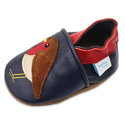 Offre limitée : Dotty Fish Chaussures Bébé Premiers Pas Cuir Souple - Rouge-Gorge 12-18 de 27.99 € à 27.99 € (0.00% de remise)