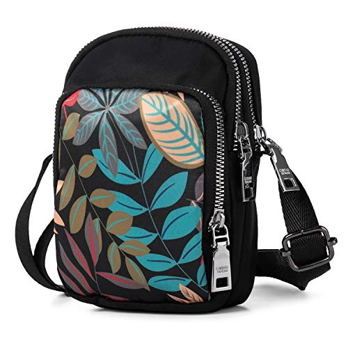 Oferta limitada: LaRechor Bolso de Teléfono Móvil Bolso Mujer Pequeño con Estampado Bolso para Movil Mujer Niña Mini Bolso Bandolera Bolsitos para Moviles de Nailon con 3 Compartimentos (Hojas de Colores) de 17.10 € a 17.10 € (ahorro 0.00%)