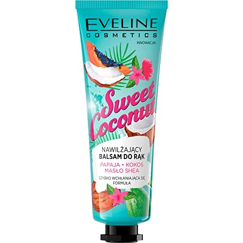 Offerta a tempo: Eveline Cosmetics Balsamo Mani Idratante al Cocco Dolce - Burro di Karité e Estratto di Papaya Nutriente, Olio di Cocco Idratante - 50ml - 23% da 2.60 € a 2.00 €