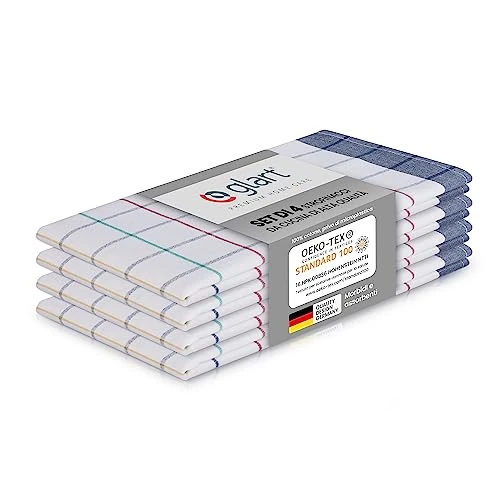 Offerta a tempo: Glart 48NAV set 4 strofinacci da cucina, 70x50 cm, 100% cotone a quadri - 0.00% da 15.25 € a 15.25 €