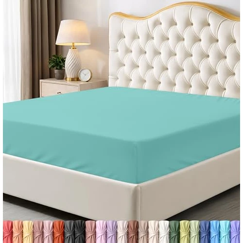 Zeitlich begrenztes Angebot: Utopia Bedding Spannbettlaken für King-Size-Bett, Tiefe Tasche, weiche Mikrofaser, schrumpf- und lichtbeständig, pflegeleicht, nur 1 Spannbetttuch (Spa-Blau) von 15.70 € auf 15.70 € (0.00% Rabatt)