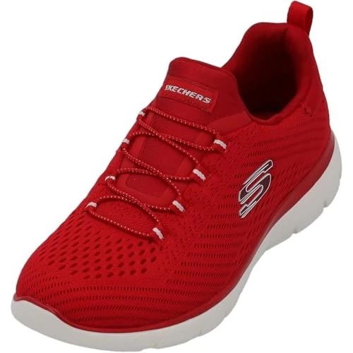 Skechers Femme Summits Fast Attraction Chaussures De Sport, Bordure Blanche En Maille Rouge, 39 EU