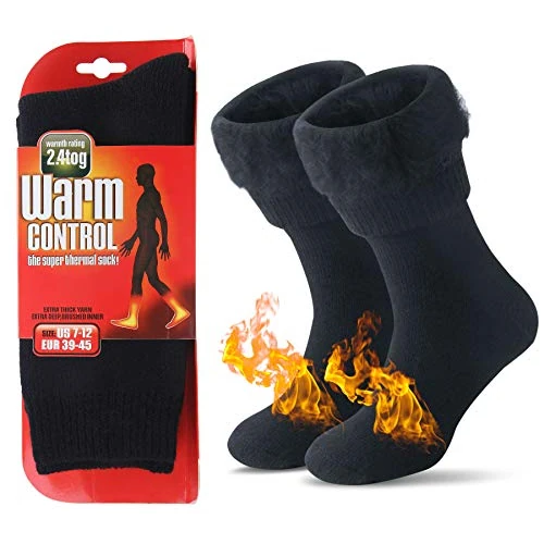 Limited-time offer: JARSEEN Winter Thermals Socks Warm Wool Pile Lined Insulated Thick Boots Socks Womens Mens (7-13, New Black) from 11.99 GBP to 11.99 GBP (save 0%)
