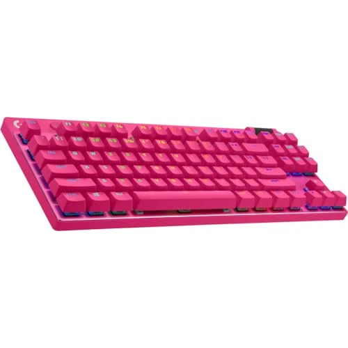 Logitech G PRO X TKL LIGHTSPEED tastiera gaming wireless, design ultraportatile senza tastierino numerico, LIGHTSYNC RGB, tasti PBT, switch tattili (GX Brown), US International QWERTY, PC - Magenta