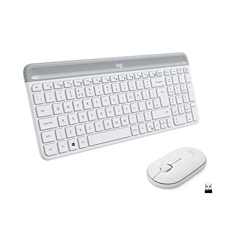Logitech MK470 Kit Mysz i klawiatura, Układ Włoski Qwerty, Biały